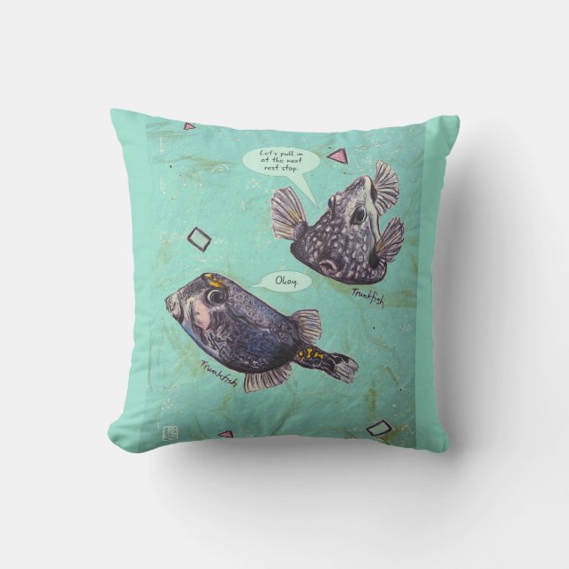 Traveling Trunkfish 16"x16" throw pillow (Front)