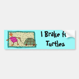Traveling Turtle - I Brake for Turtles Bumper Sticker