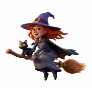 Traveling Witch with Cat Cutout