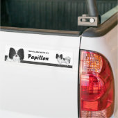 Traveling With My Black And White Papillon Dog Bumper Sticker (On Truck)