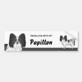 Traveling With My Black And White Papillon Dog Bumper Sticker (Front)