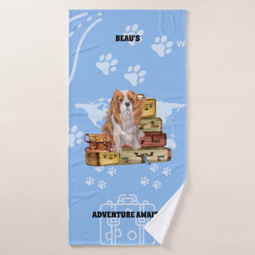 Traveling with my Blenheim Cavalier King Charles Bath Towel