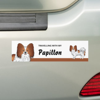 Traveling With My Red And White Papillon Dog Bumper Sticker