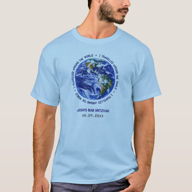 Travelled Around the World Bar Bat Mitzvah T-Shirt (Front)