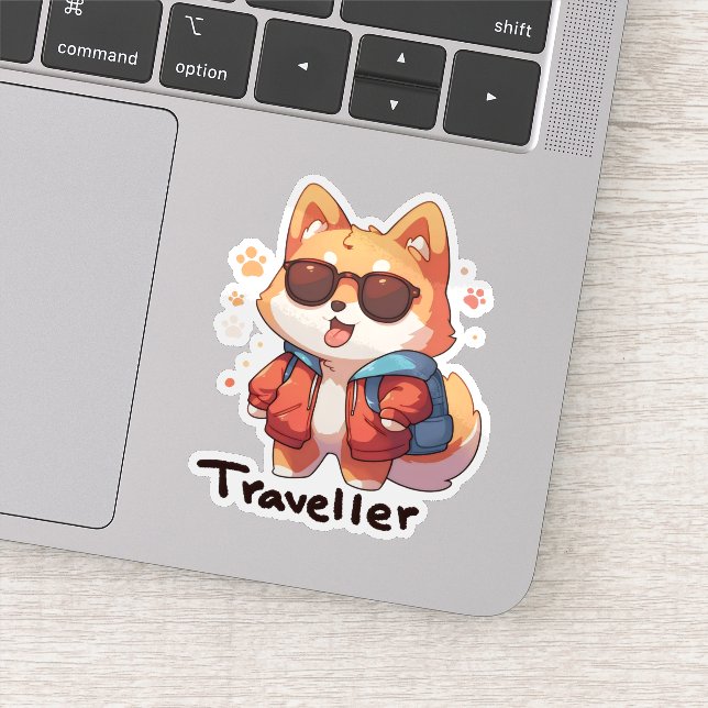 Traveller Anime Cool Dog Sticker (Detail)