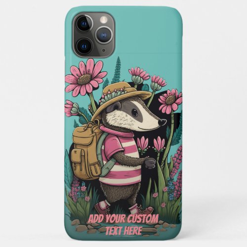 Traveller Badger in wildflower Cottagecore Custom iPhone 11 Pro Max Case