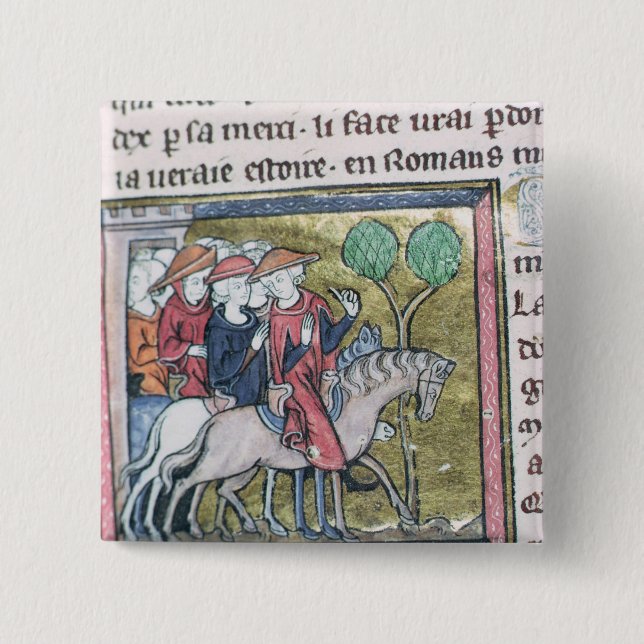 Travellers, from the Roman de Jules Cesar Button (Front)