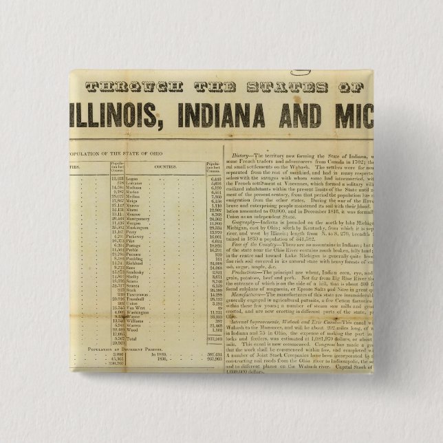 Travellers guide and emigrants directory pinback button (Front)