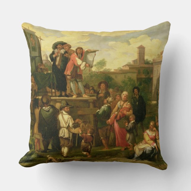 Travelling Actors Throw Pillow (Front)