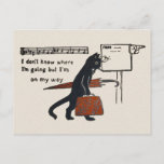 Travelling Black Cat Vintage Style Postcard at Zazzle