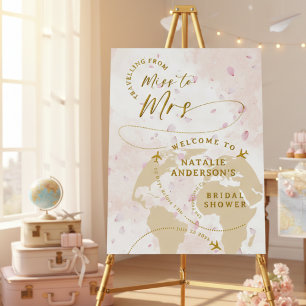 Travelling From Miss To Mrs Script Petals Welcome Foam Board