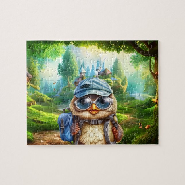 Travelling owl on an enchanted forest Multi-size Jigsaw Puzzle (Horizontal)