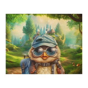 Travelling owl on an enchanted forest wood wall art