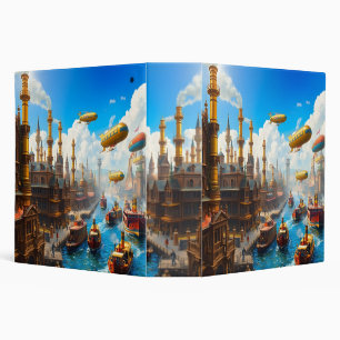 Travelling Through Steampunk City 3 Ring Binder
