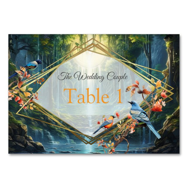 Travelling Waterfall Destination of Our World Table Number (Front)