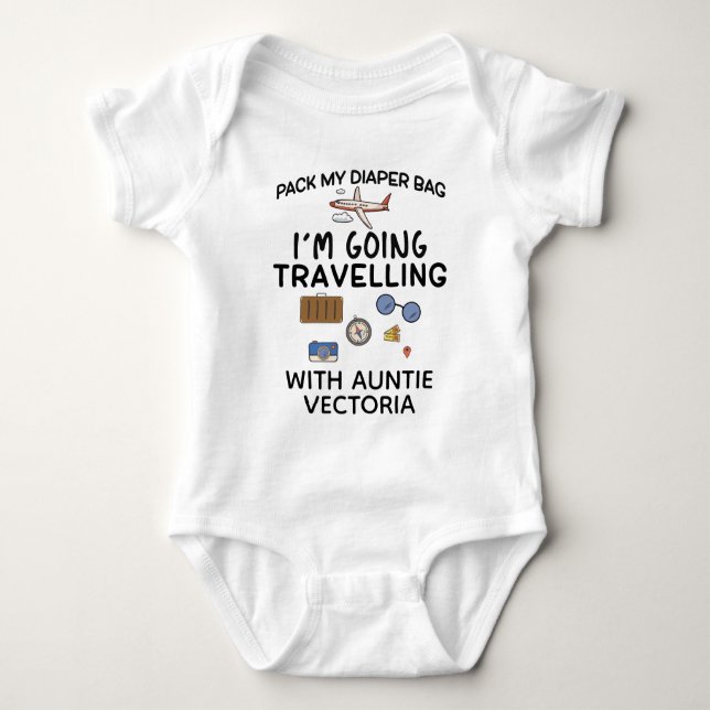 Travelling With Auntie | World Cute Traveler Baby Bodysuit (Front)
