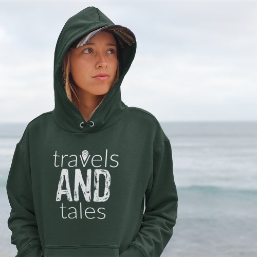 Travels and Tales white logo Womens Hoodie