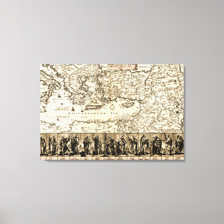 Travels of the Apostle PaulPanoramic Map Canvas Print