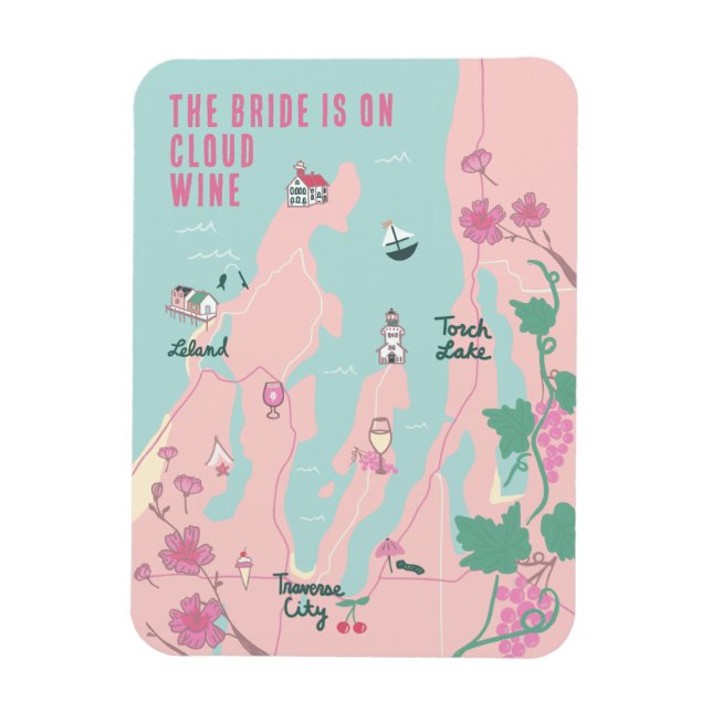 Traverse City Cloud Wine Bachelorette Magnet (Vertical)