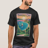 Traverse City Lake Michigan Illustration Travel