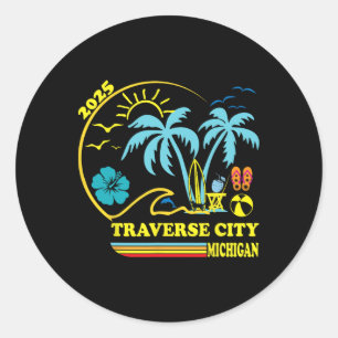 Traverse City Michigan Family Vacation 2025 Matchi Classic Round Sticker