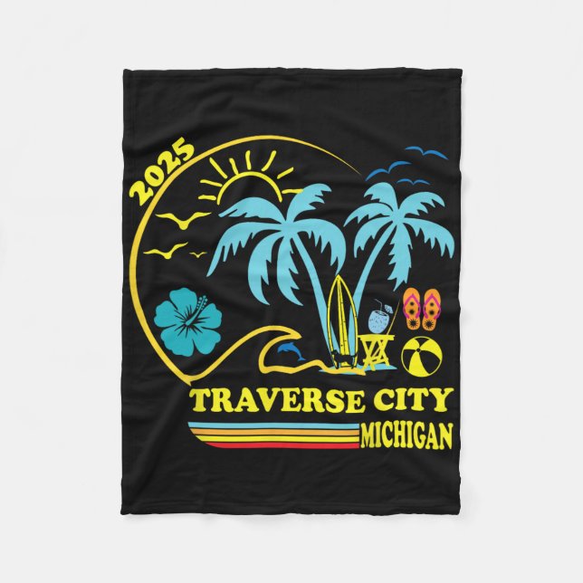 Traverse City Michigan Family Vacation 2025 Matchi Fleece Blanket (Front)
