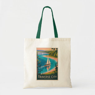 Traverse City Michigan Illustration Travel Art Tote Bag
