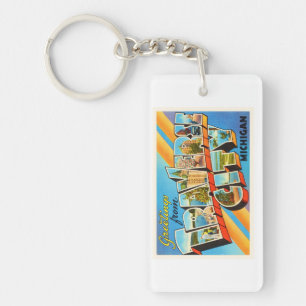 Traverse City Michigan MI Vintage Travel Souvenir Keychain