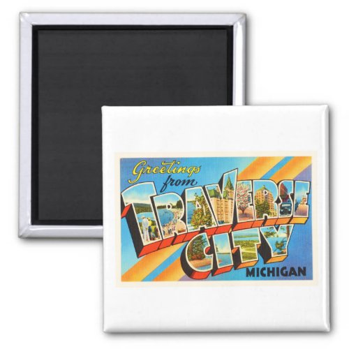 Traverse City Michigan MI Vintage Travel Souvenir Magnet