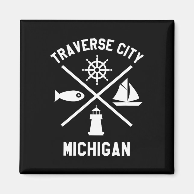 Traverse City Northern Michigan Tee Sailing Boatin Magnet (Front)