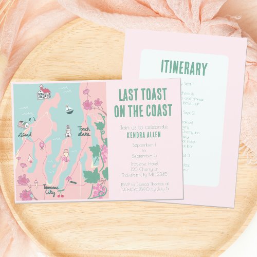 Traverse City Wine Theme Bachelorette Party  Invitation