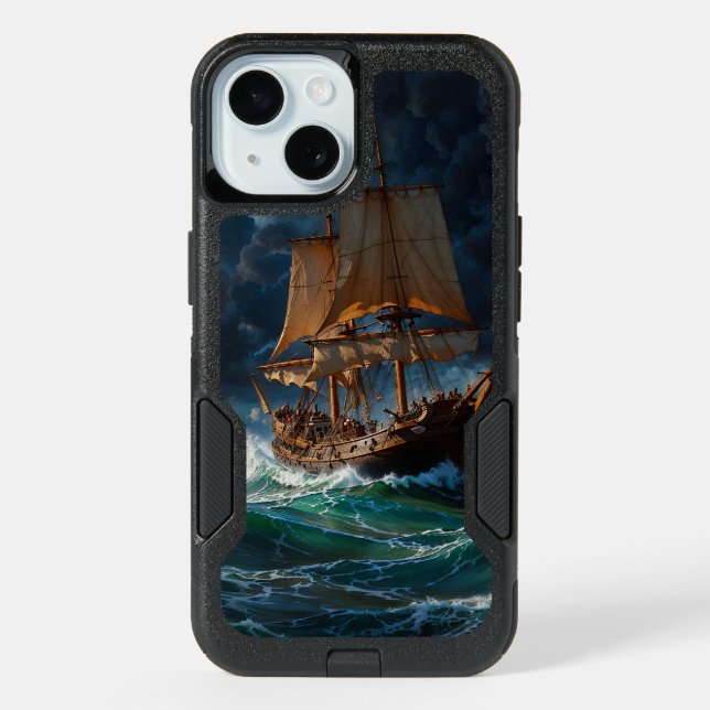 Traversing Chaotic Waves Under Turbulent Clouds iPhone 15 Case (Back)