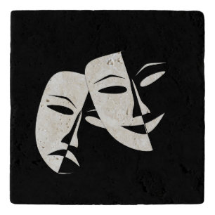 Travertine Comedy/Tragedy Black and White Trivet