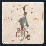 * Travertine Stone Drink Coaster (4 stone choices)<br><div class="desc">Rest your drink on this PMC Seal Travertine Stone Coaster (4 stone choices). Featuring PMC's Proud Cadet! His face reflects "Cadet Gray."</div>