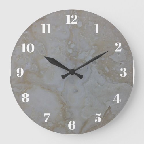 Travertine Stone Look Large Clock