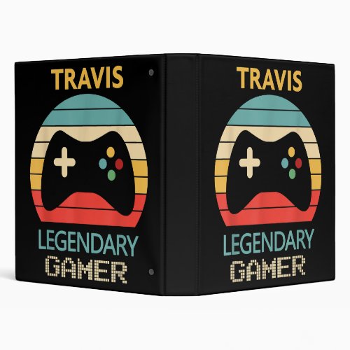 Travis Name Gift _ Personalized Legendary Gamer 3 Ring Binder