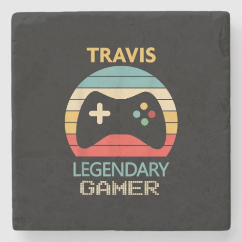 Travis Name Gift _ Personalized Legendary Gamer Stone Coaster