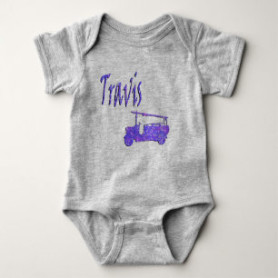 Travis Name With Fire Truck, Baby Bodysuit