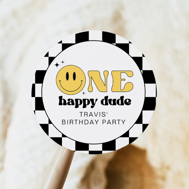 TRAVIS One Happy Dude Smile Face Birthday Classic Round Sticker (Creator Uploaded)