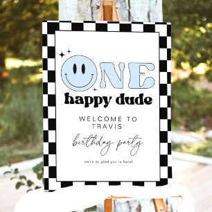 TRAVIS One Happy Dude Smile Face Birthday Welcome Foam Board