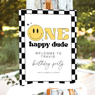 TRAVIS One Happy Dude Smile Face Birthday Welcome Foam Board