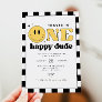 TRAVIS One Happy Dude Smile Face First Birthday Invitation