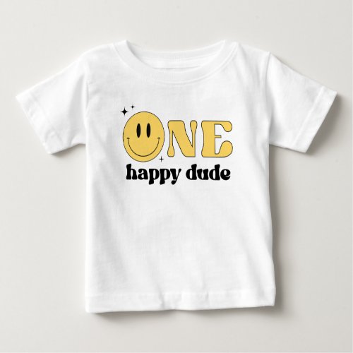TRAVIS One Happy Dude Yellow Smile Face  Baby T_Shirt