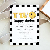 TRAVIS One Happy Dude Smile Face First Birthday Invitation