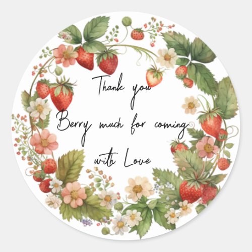trawberry Thank you Berry Much Classic Round Sticker