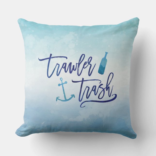 Trawler Trash Throw Pillow (Front)