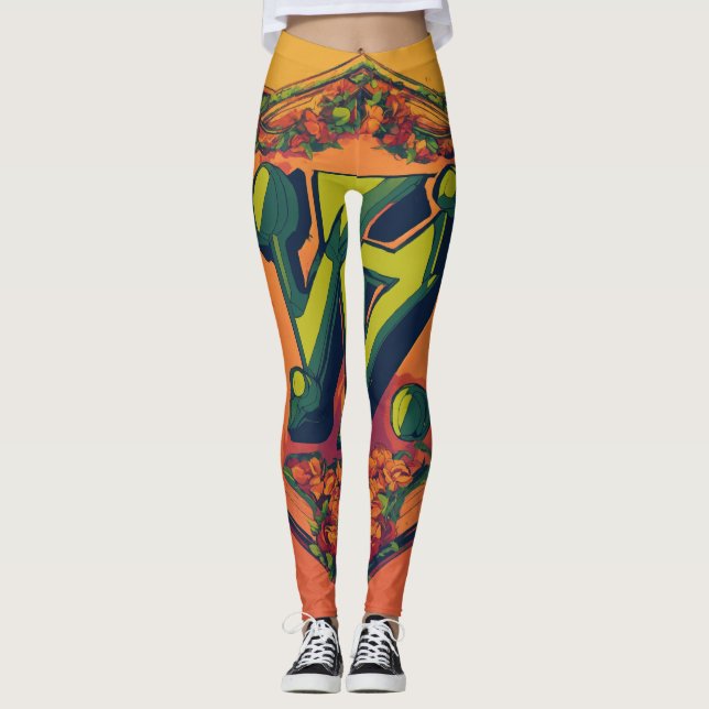 "Tray Bien" Futuristic Nostalgic  Leggings (Front)