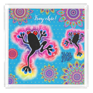 Tray chic acrylic tray boho psychedelic blues.