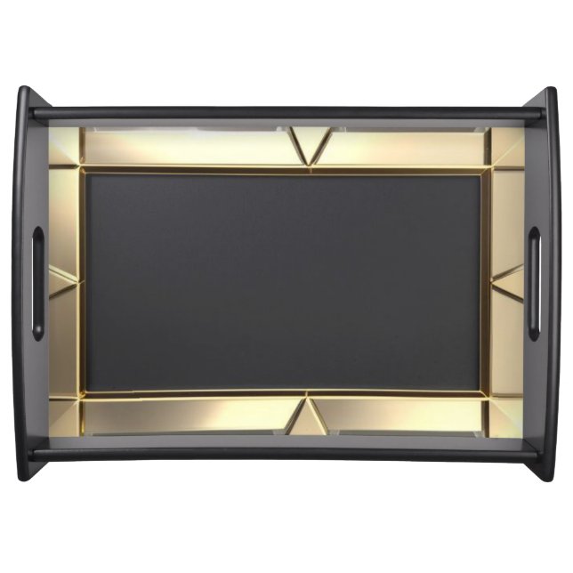 Tray/Neo Gold/LRG Black Lacquer Serving Tray (Front)