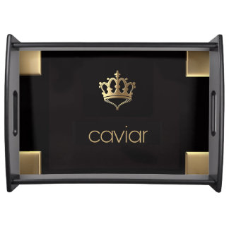 Tray/Royal Caviar/LRG/Black Lacquer Serving Tray